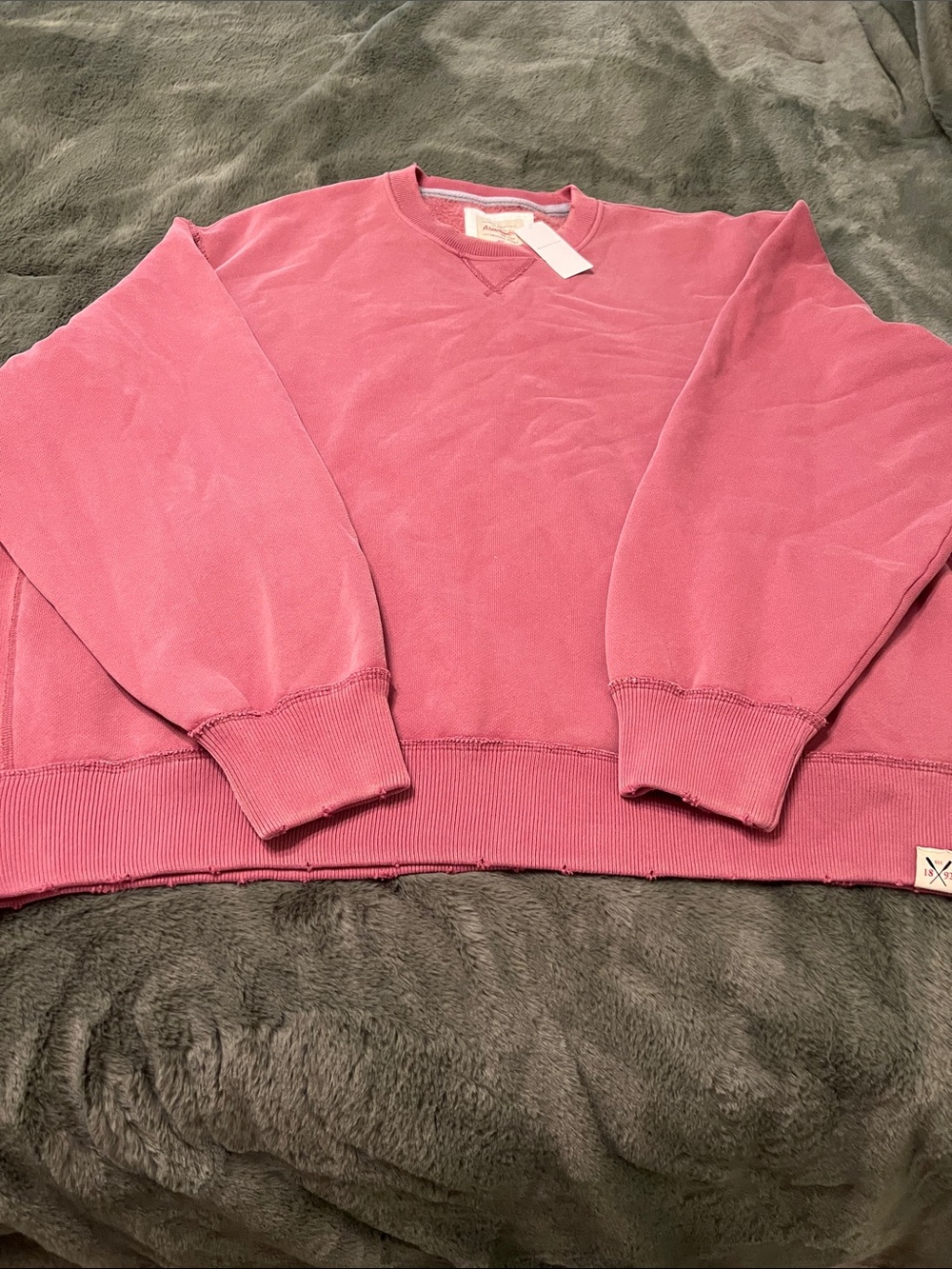 New Mens XXL ABERCROMBIE AND FITCH Oversized Distressed Crewneck.